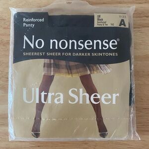 No Nonsense Ultra Sheer Pantyhose Off Black Reinforced Panty, Size A